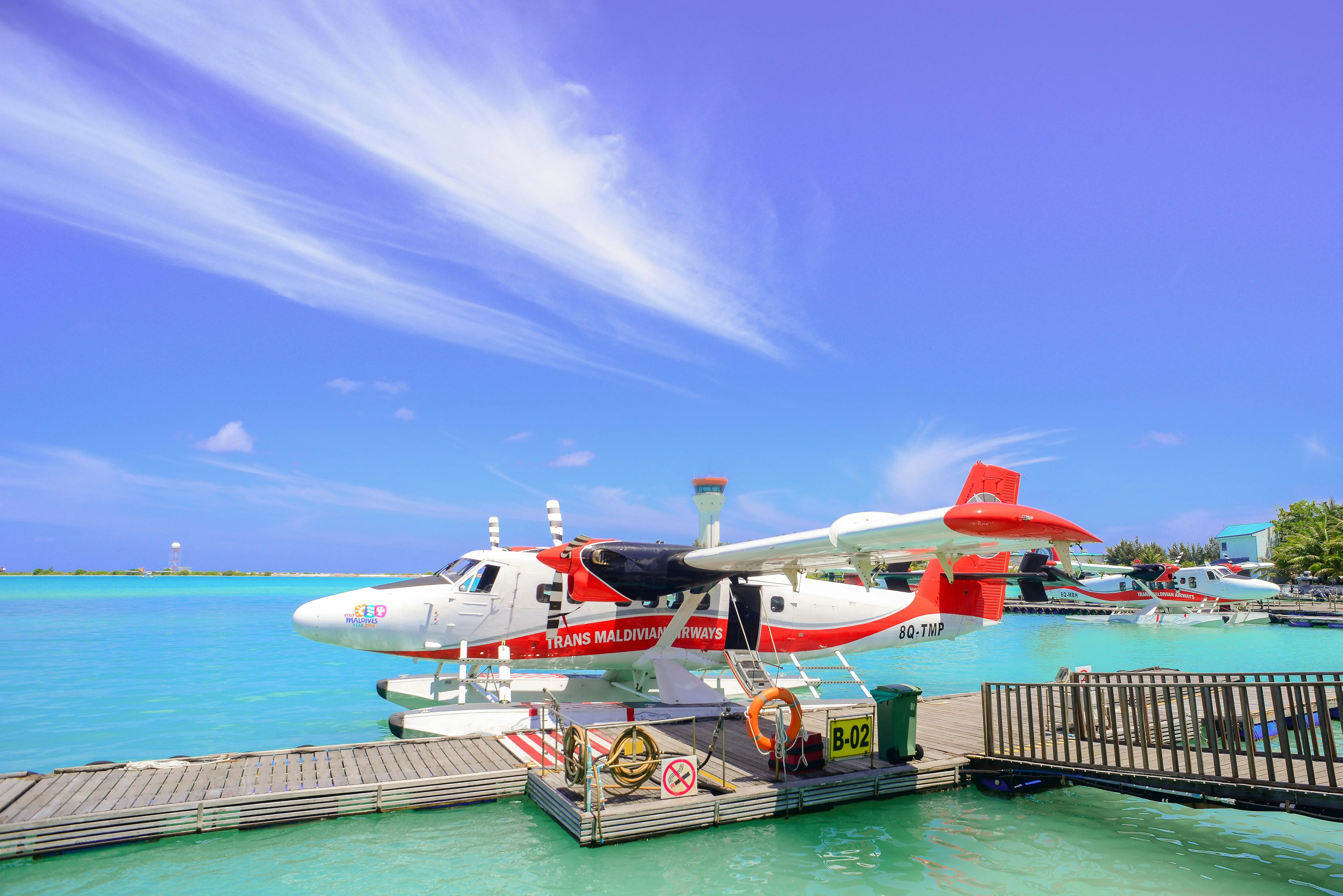 Seaplane terminal with float planes ready for boarding